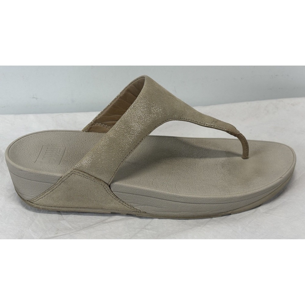 Fitflop Shimmy Suede Sandals Sz 10 Women's Silver Grey Thongs Shoes Slip On